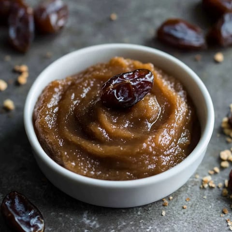 A white bowl filled with a sweet date paste.