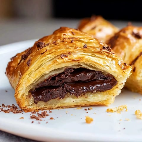 A pastry with chocolate filling on a plate.
