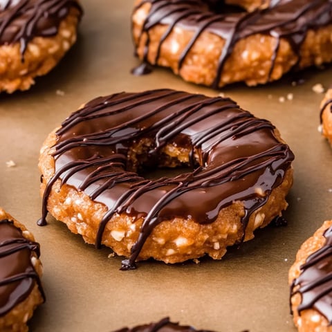 A chocolate covered donut with chocolate drizzle.
